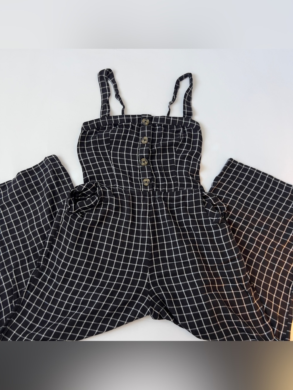 Hollister Black Grid Print Jumpsuit New